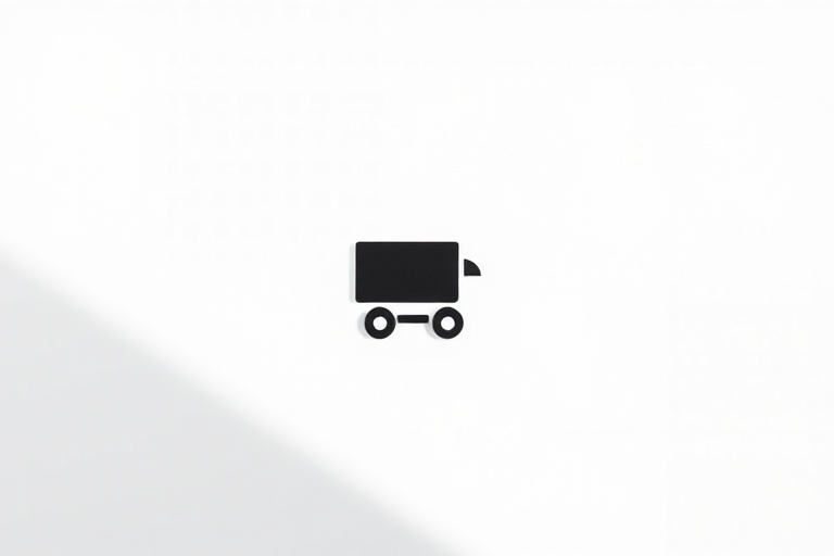 Create a high-resolution image of a minimalist black icon design representing a delivery service, captured with a DSLR camera at f/2.8 aperture, 1/250 shutter speed, 50mm lens, in a flat lay view, with natural lighting to enhance clarity and contrast.
