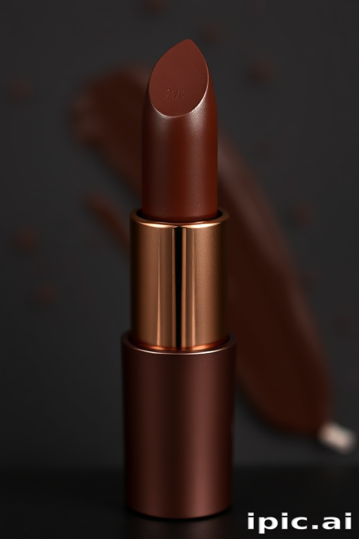 Sensual "Chocolate Truffle" cream-to-powder lipstick offers a rich, deep brown hue with a matte finish, perfect for creating a sultry and indulgent look