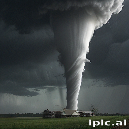 Powerful Tornado Touches Down Near an Old Farmhouse in a Stormy Sky