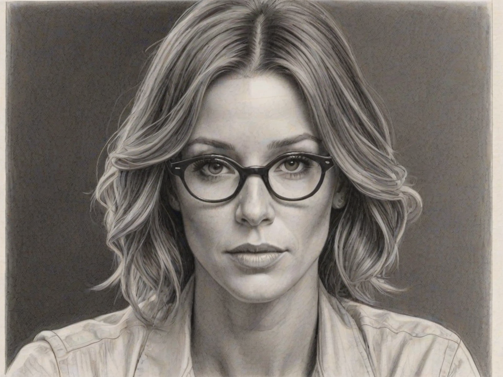 Fetching Poppy Montgomery, pencil sketch, portrait of Ravishing woman 1924s in glasses, hair style beatnik, outline, clear lines, fine lines, 8k