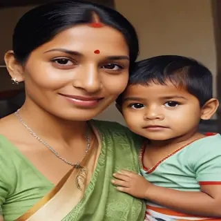 mom and son indian