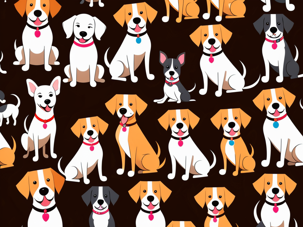 A Colorful Pattern Featuring Various Cartoon Dogs in Different Poses ...