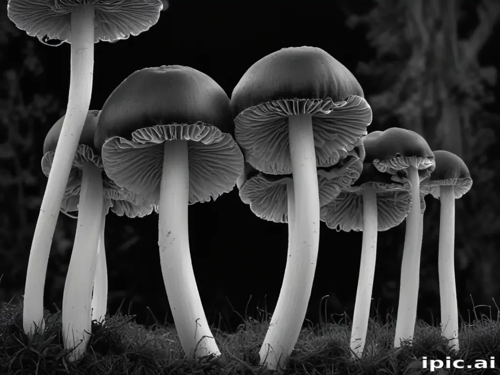 mushroom black and white