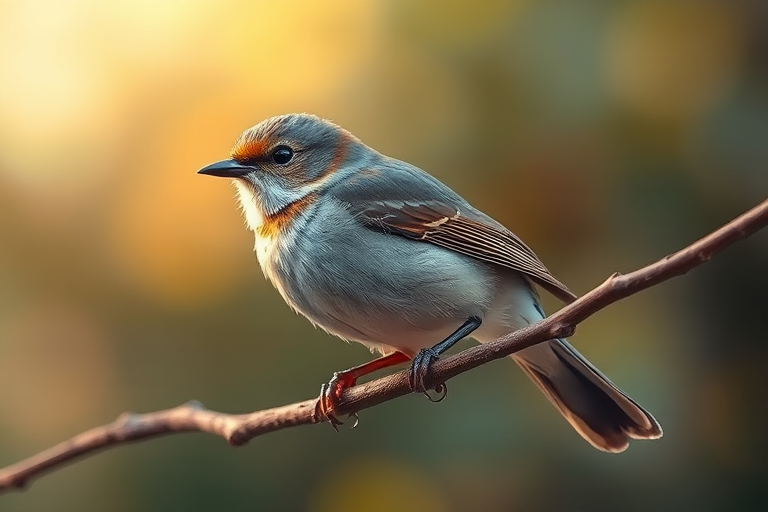 regenerate a detailed illustration of a bird perched on a branch, use a Canon EOS R5 camera with a 100mm f/2.8 macro lens, set aperture to f/8, ISO 200, shutter speed 1/250s, natural lighting, focus on texture and details, high-resolution image style