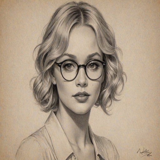 Alluring Natalie Alyn Lind, pencil sketch, portrait of Dazzling woman 1928s in glasses, hair style beatnik, outline, clear lines, fine lines, 8k
