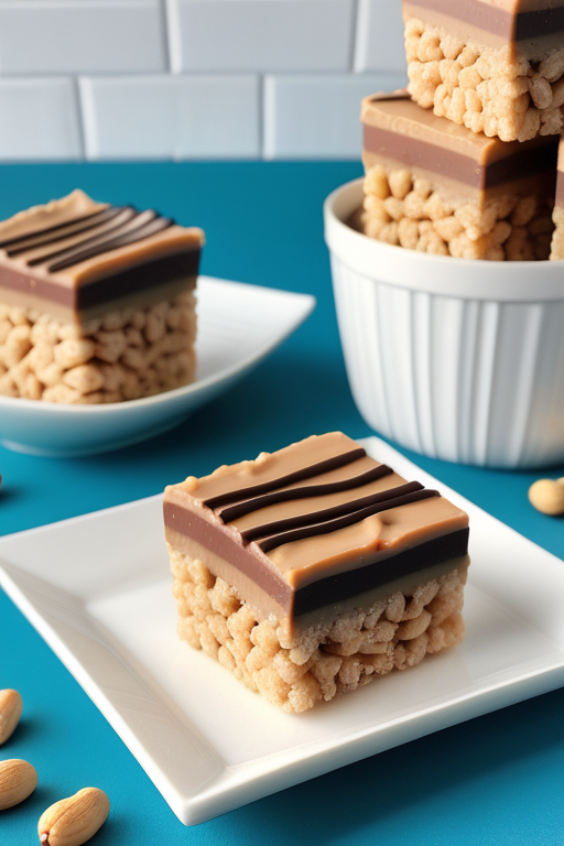 peanut butter rice crispy treats with chocolate