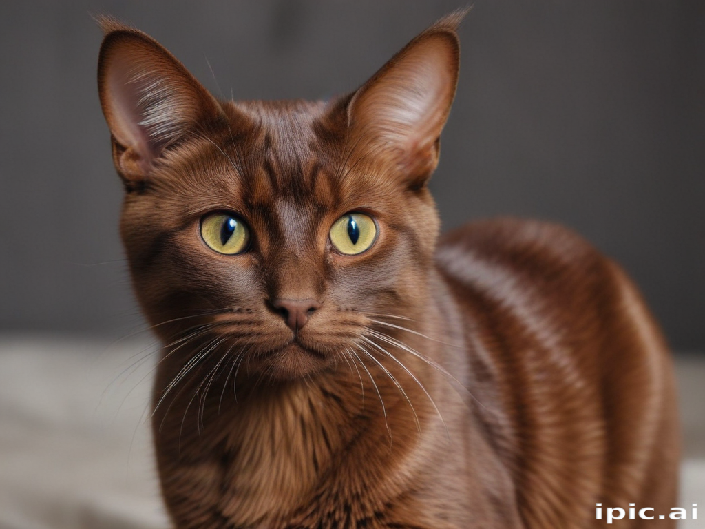 Charming Brown Cat with Striking Yellow Eyes Posing Elegantly for the ...