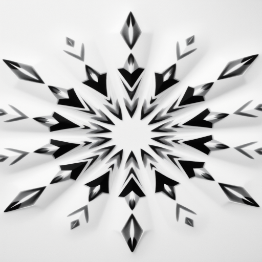 pattern design of symmetrical star shapes in black and white, high resolution, shot with a DSLR camera, f-stop 8, ISO 100, 50mm lens, top-down view, studio lighting, minimalistic style