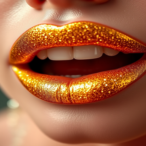 Shimmering "Golden Goddess" metallic lip gloss transforms lips into a dazzling spectacle of light-catching gold particles, elevating any makeup look to celestial heights