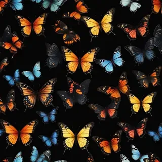 butterflies in black background