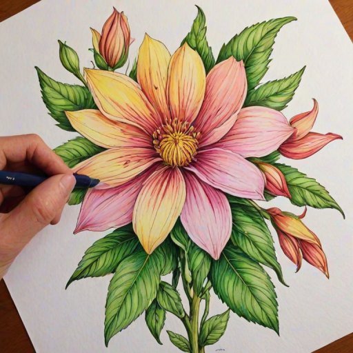 flower drawings color
