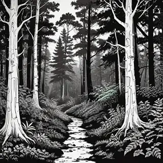 forest clipart black and white