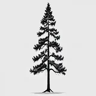 pine tree clip art black and white