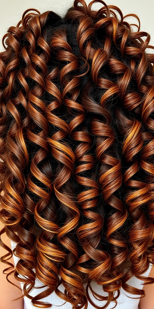 Luscious chocolate brown curls adorned with golden honey highlights, Ambrosia's hair exudes warmth and richness, with voluminous ringlets cascading down in a luxurious tumble of natural texture
