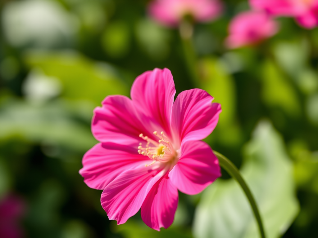 close-up of a vibrant pink flower with intricate petal details, shot with a Canon EOS R5, 50mm lens, aperture f/2.8, ISO 100, 1/200 sec, natural light, shallow depth of field, focused on flower with a blurred green background