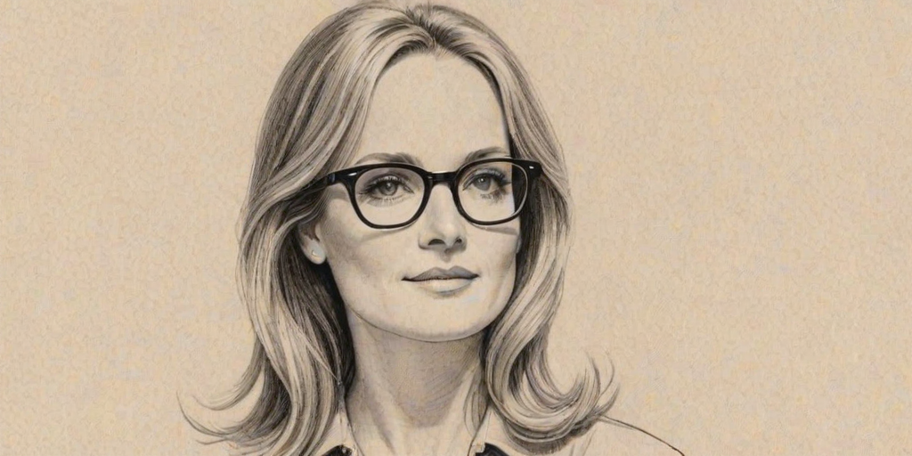 Ravishing Helen Hunt, pencil sketch, portrait of Beauteous woman 1960s in glasses, hair style beatnik, outline, clear lines, fine lines, 8k