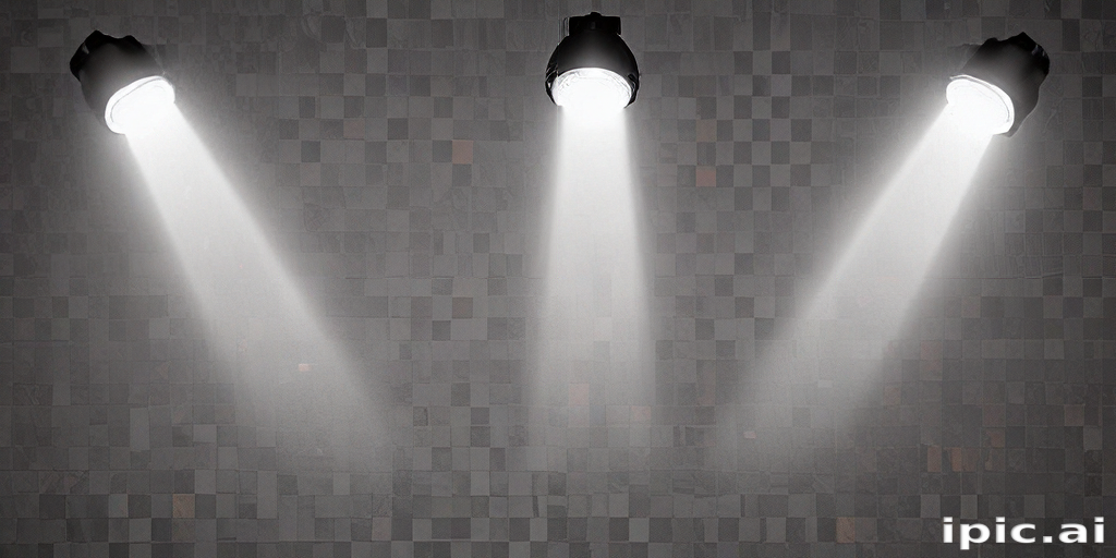 Three Bright Spotlights Illuminating a Textured Wall for Dramatic Effect