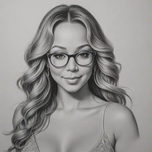 Stunning Mariah Carey, pencil sketch, portrait of Stunning woman 1922s in glasses, hair style beatnik, outline, clear lines, fine lines, 8k