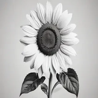 clip art sunflower black and white