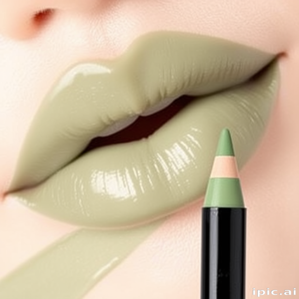 Muted sage green "Botanical Whisper" lip liner with a creamy, blendable texture, perfect for creating ombre effects or worn alone for a unique look