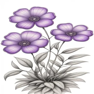 purple flowers drawing