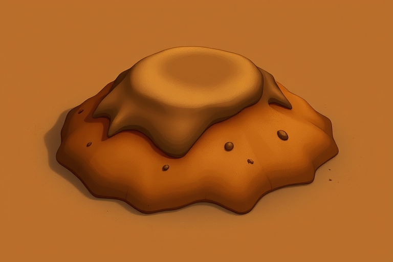 Create a highly detailed illustration of a brown organic mound with a smooth, textured surface using a DSLR camera with a 50mm lens, aperture f/1.8, ISO 100, in natural lighting to enhance the depth and richness of the colors.