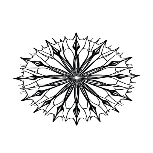create a high-resolution line art design of a symmetrical star pattern in a circular format, sharp black lines on a white background, using a DSLR camera with a 50mm lens, aperture f/8, ISO 100, natural lighting for clarity and detail