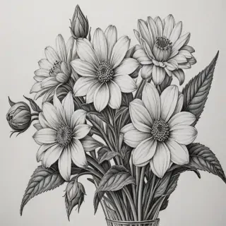 pencil drawing flowers