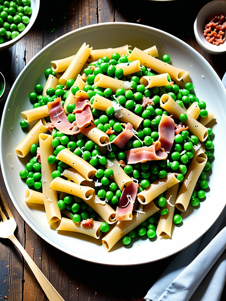 pasta and peas with pancetta