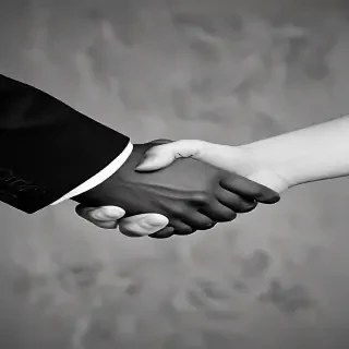 handshake black and white