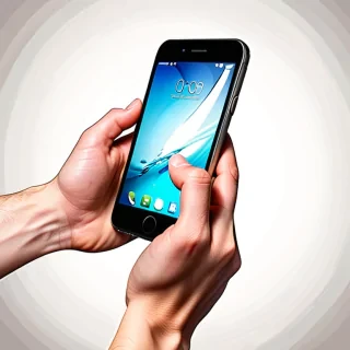 hand holding phone png