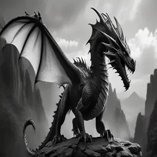 dragon black and white