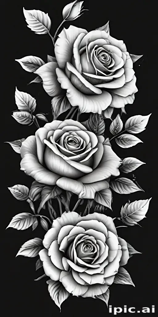 roses clipart black and white