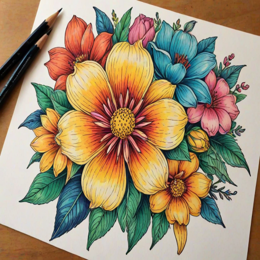 colourful flower drawing