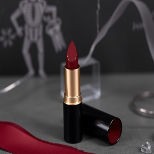 Matte burgundy lipstick "Velvet Noir" with long-lasting formula, rich pigmentation, and a smooth application, ideal for dramatic evening looks and special occasions