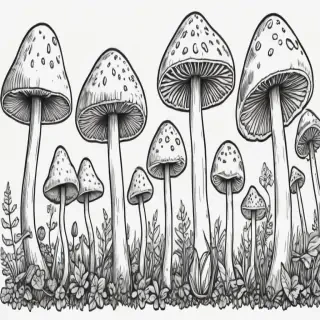 mushroom line art