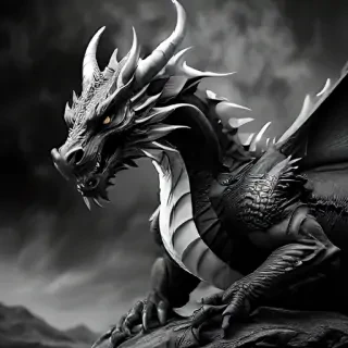 dragon black and white