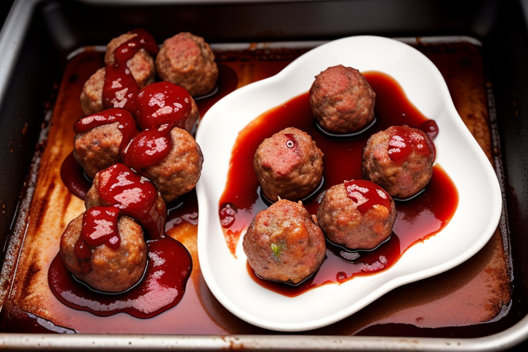 meatballs with grape jelly and bbq sauce in oven
