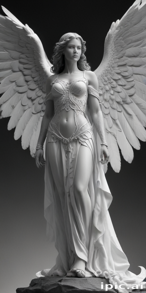 Majestic Angelic Figure with Wings, Exuding Strength and Graceful Elegance