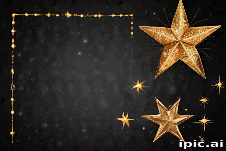 Elegant Golden Stars and Twinkling Lights Against a Dark Background