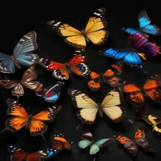 butterflies in black background