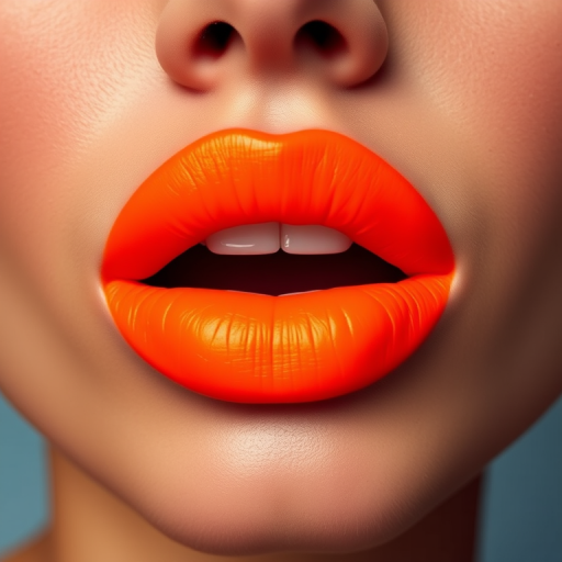 Bold neon orange lips make a vibrant statement, featuring an ultra-matte finish that pops against any skin tone and radiates energy