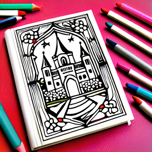 colouring book for kids. magic theme. easy difficulty.