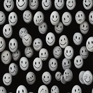white smiley face black background
