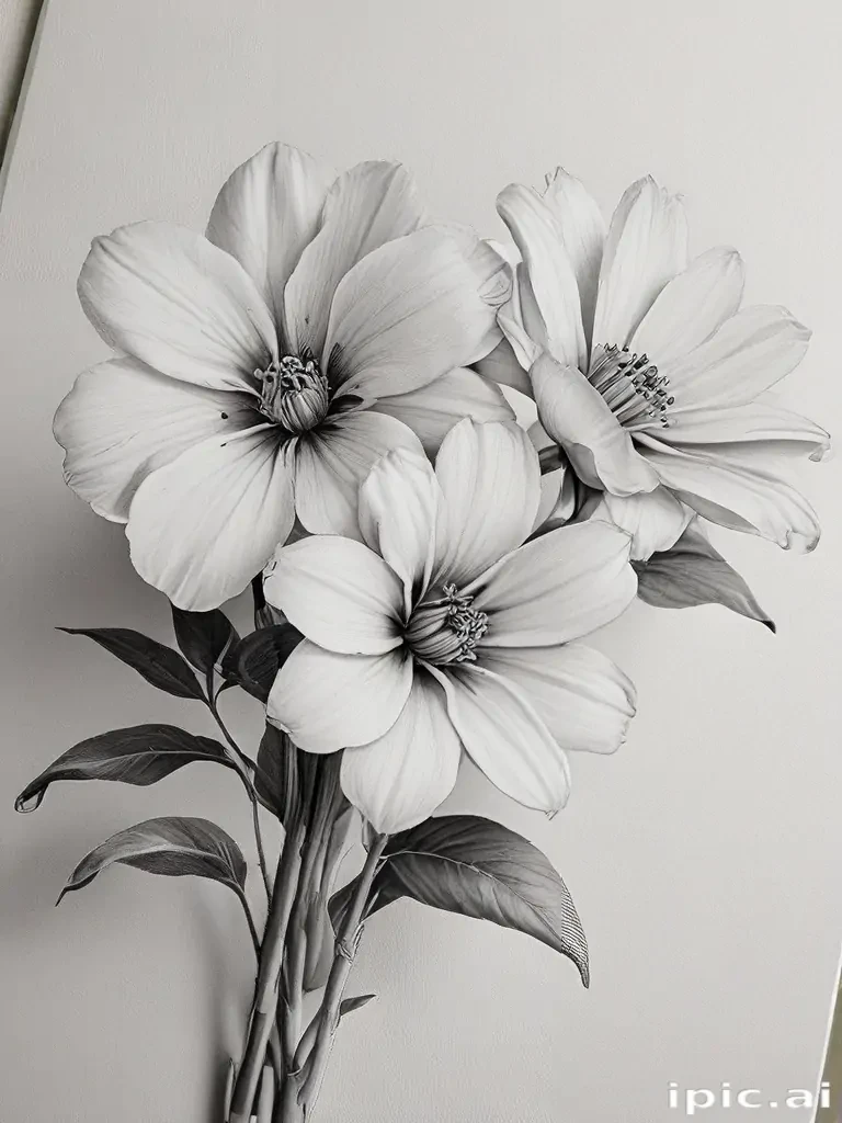 pencil drawn flowers