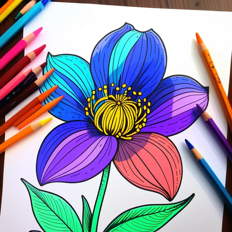 drawings of flowers in color