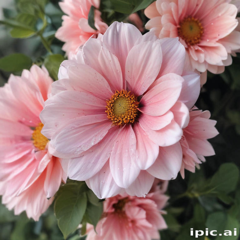 Beautiful Pink Flowers Blooming Vibrantly in a Lush Green Garden