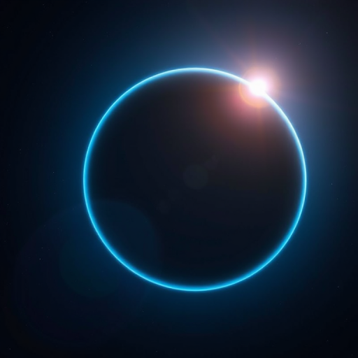 Create a high-resolution image of a distant blue planet in space, with a focus on its curved surface illuminated by ambient light, captured with a DSLR camera at f/8, ISO 200, 1/100 sec shutter speed, in a wide-angle view for depth and clarity, using a low-angle perspective to enhance the atmosphere.