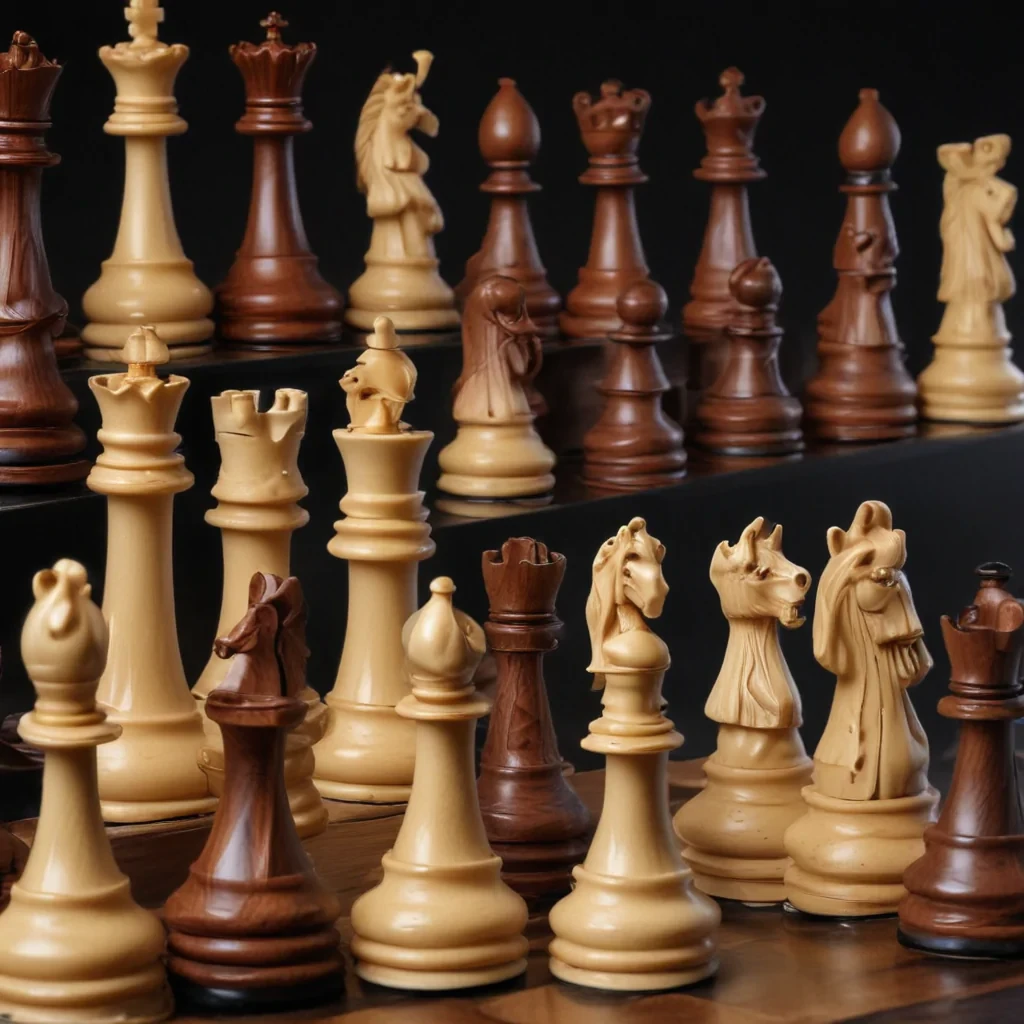Classic Chess Set Display Featuring Intricately Carved Wooden Pieces in ...