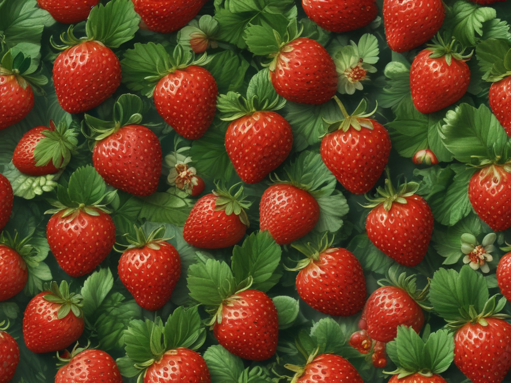 A Lush and Vibrant Collection of Freshly Picked Strawberries on Green ...
